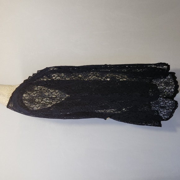 Beautiful U Women's Navy Blue Crochet Lace Scalloped Hem Button Front Cardigan L - Picture 5 of 15